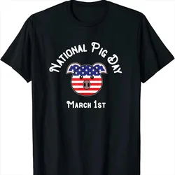 National Pig Day T-Shirt 100% Cotton O-Neck Short Sleeve Summer Casual Mens T-shirt Streetwear