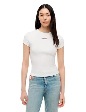 Maglietta A Maniche Corte Dw0dw22809 Ecru XS - Tommy Jeans - FashionsVida