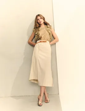 Falda midi con cruce delantero con cinturón - Hannibal Laguna Collection - FashionsVida