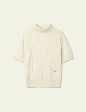 Pull Col Roulé en Bébé Cachemire Doux Manches Courtes Mi-saison M