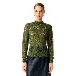 Chemisier à Manches Longues Lacey Lace Top Sphagnum XS