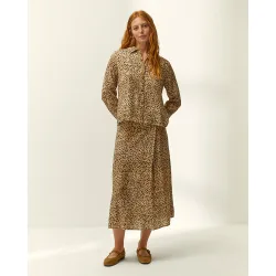 Falda midi estampada animal print cintura elástica