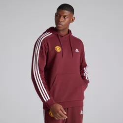Manchester United x Mens Essentials Fleece 3-Stripes Hoodie Burgundy L