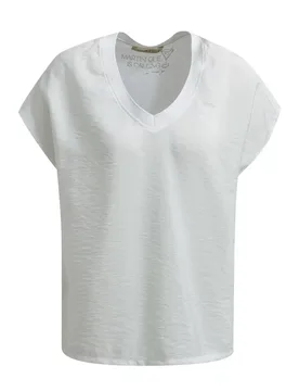 CRINKLED V-NECK TSHIRT BLOUSE female - XS - FashionsVida