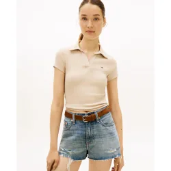Polo de mujer slim fit en canalé de