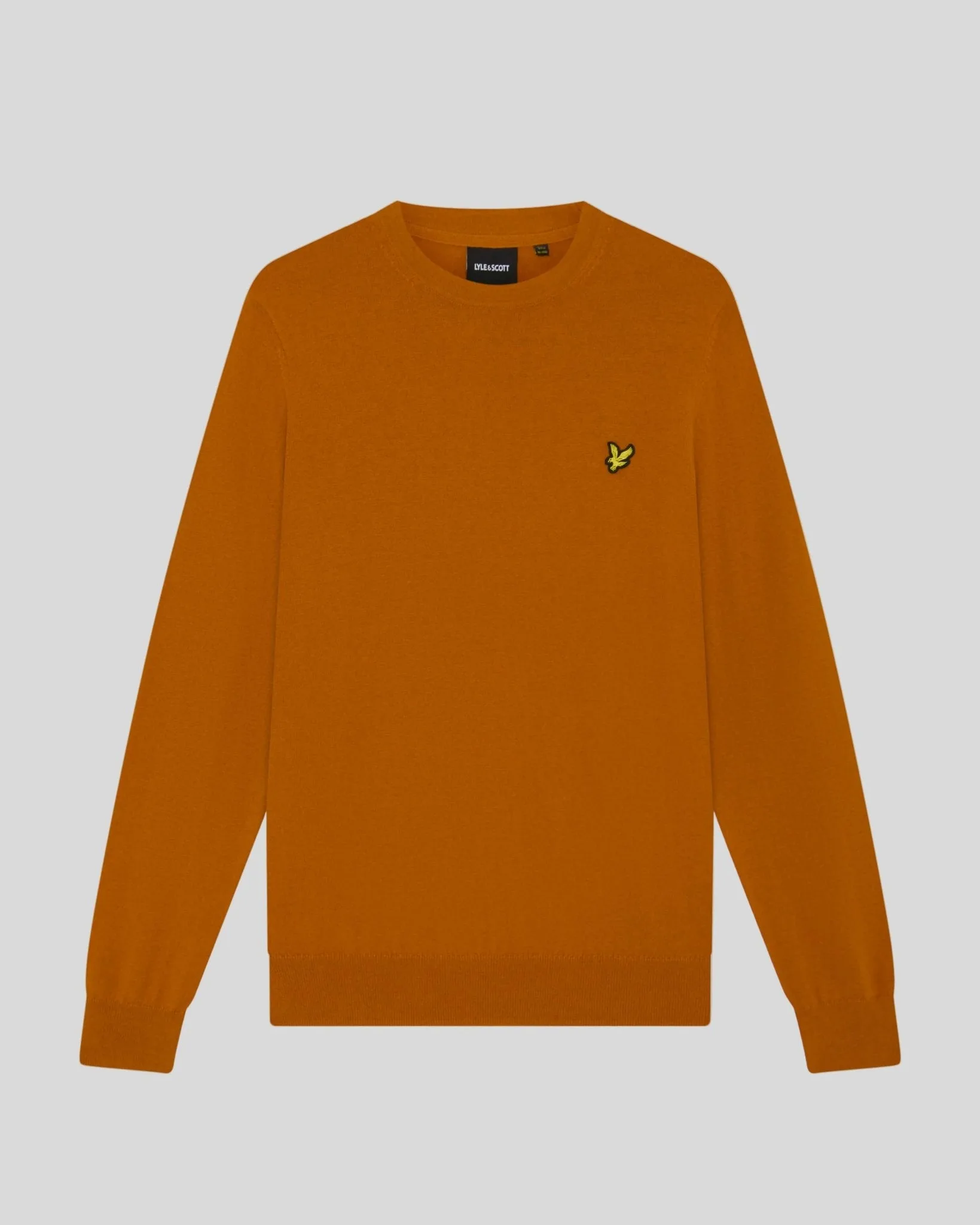 Men's Cotton Merino Crew Neck Jumper Broad Orange - Lyle & Scott - FashionsVida