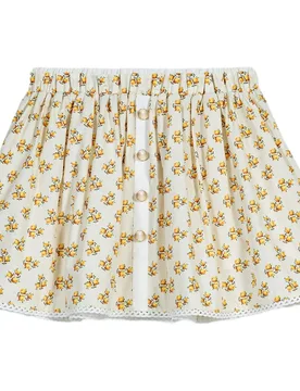 Falda corta acampanada floral con encaje festoneado - Maje - FashionsVida