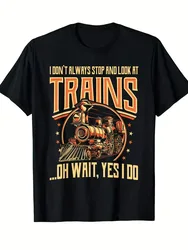 Vintage Steam Locomotive Funny Train Enthusiast Gift T-Shirt 100% Cotton O-Neck Short Sleeve Summer Casual Mens T-shirt