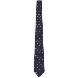 Corbata de seda con motivo integral de microáguila en tejido jacquard
