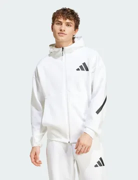 Z.n.e. Full-zip Hooded Track Men Jackets - White - Size XXXXL - Poly Mesh - White - Size: 4X-Large - Adidas - FashionsVida