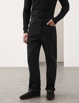 Loose Fit Pure Cotton Japanese Selvedge Jeans Black male - Autograph - FashionsVida