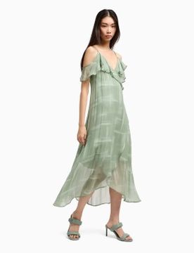 Para mujer. XW000181AF12051F7037 Vestido maxi cruzado con tirantes finos ajustables y detalles de volantes (XXL)