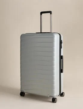 Oslo 4 Wheel Hard Shell Large Suitcase Silver Mix - M&S - FashionsVida