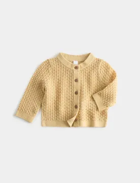 Pure Cotton Cardigan (7lbs -12 Mths) Pale Gold Female - M&S - FashionsVida