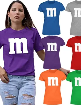 Letter M Halloween Costumes T-Shirt M Chocolate Candy Halloween Team Costume Women Ropa Plus Size Mujer Top Short Sleeve Blouses - Aliexpress - FashionsVida