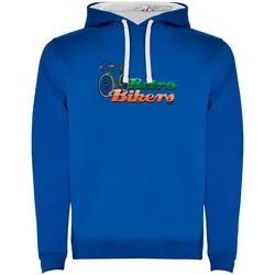 Felpa Con Cappuccio Retro Bikers Two-colour Royal Blue / White