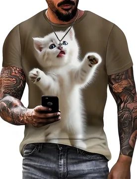 New Loose Colorful Men's 3D Printed Short-Sleeve T-Shirt - Loungewear, Loose Fit - Aliexpress - FashionsVida