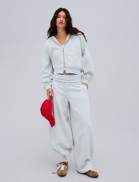 Pantalon Barrel En Molleton M Gris