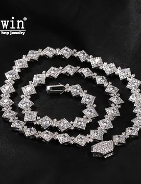 Uwin 12mm Rhombic Cluster Necklace For Women Prong Setting Iced Out Cubic Zirconia Fashion Choker Hip Hop Jewelry For Gift - Aliexpress - FashionsVida