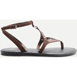Sandalias planas mujer rombo tachas