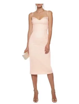 Rebecca Vallance Peach Crepe Midi Dress - Rebecca Valance - FashionsVida