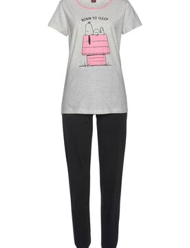 PEANUTS Pijama gris / rosa / negro