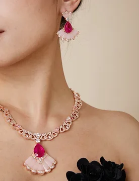EYER Temperament Rose gold AAA Zircon Pink Fritillary Fan Shape Necklace For Women Luxury Wedding Evening Dress Jewelry Gifts - Aliexpress - FashionsVida