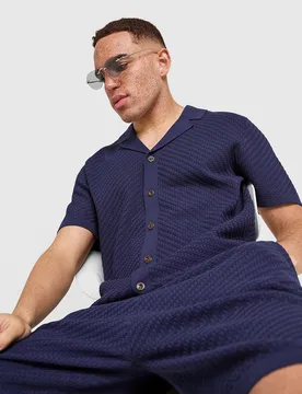 Mens Knit Shirt - Blu, blu blu Uomo taglia L - BELIER - FashionsVida