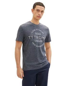 Maglietta A Maniche Corte Printed Grindle Navy Grindle Structure S - Tom tailor - FashionsVida