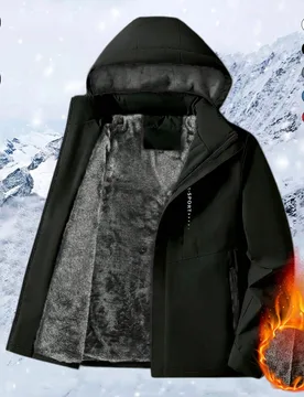 Chaqueta de invierno para mujer con forro polar - Forro polar, a prueba de viento, unicolor, estampado, diseño con capucha, múltiples bolsillos para - Shein - FashionsVida