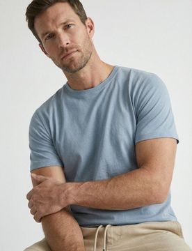 T-shirt basic in cotone - azzurro