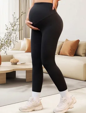 Pantalones de yoga de maternidad sin costuras de alta elasticidad con soporte abdominal transpirables y suaves para mujer, leggings deportivos para gi - Shein - FashionsVida