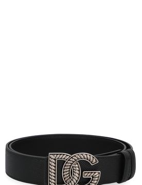 Calfskin Belt with Crossed DG Logo Buckle