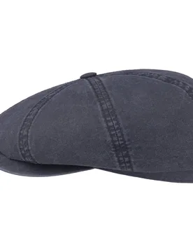 Hatteras Classic Cotton Flat Cap by - blue - Unisex - Size: S (54-55 cm) - Stetson - FashionsVida