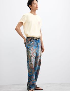JEAN IMPRIMÉ, , Coton, Bleu, 28
