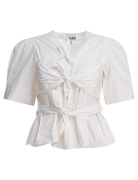 Washed Stretch Tie Strap Blouse