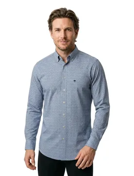 Camicia A Maniche Lunghe 1510820 Misty Blue XL - Fynch Hatton - FashionsVida