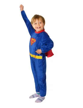 Flauschiges Superman-Kostüm für Babys blau-rot-gelb - KARNEVAL-MEGASTORE - FashionsVida