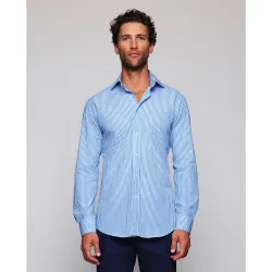 Camisa vestir de hombre cuadros puño mixto de algodón