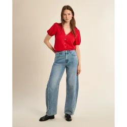 Top de mujer de manga corta con lazada
