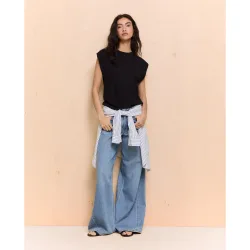 Camiseta lisa de manga corta de mujer