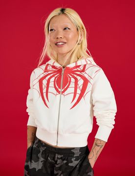 Sweat À Capuche Imprimé Spider-Man Xs Blanc Cassé