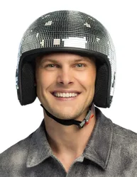 Helm Diskokugel Silber für Erwachsene