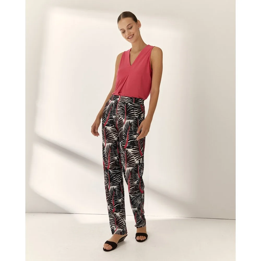 Pantalones rectos de mujer en estampado abstracto - Paz Torras - FashionsVida