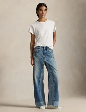 Vaquero ancho de mujer de algodón con paneles - Polo Ralph Lauren - FashionsVida