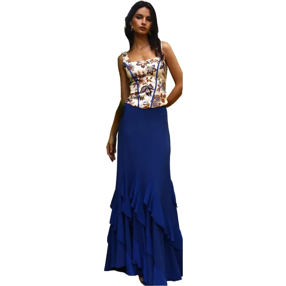 Top de mujer con escote cuadrado y estampado de flores - MIPHAI - FashionsVida