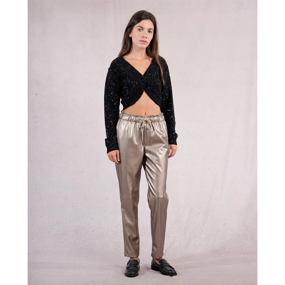 Pantalón de mujer largo efecto cuero brillante - Molly Bracken - FashionsVida