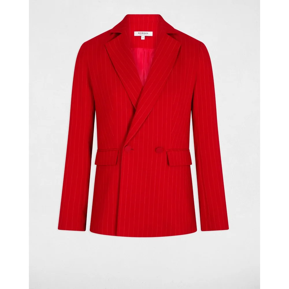 Chaqueta de mujer entallada con estampado de rayas - Morgan - FashionsVida