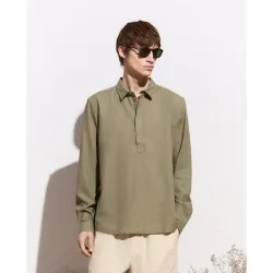 Camisa lisa de lino de hombre polera