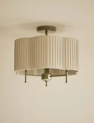 Scallop Pleated Flush Ceiling Light Antique Brass